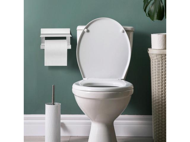 Toilet Paper Holder with Phone Shelf No Drilling Tissue Towel Holder for Bathroom Adhesive Silver