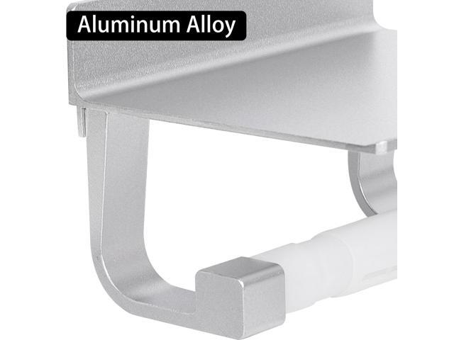 Toilet Paper Holder with Phone Shelf No Drilling Tissue Towel Holder for Bathroom Adhesive Silver