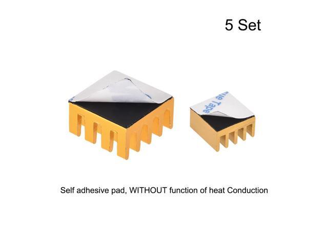 Gold Tone Self Adhesive Aluminum Heatsink for RPI, 14x14x7mm, 9x9x5mm, 5 Set Total 10pcs