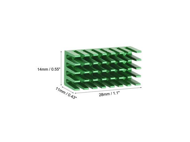 11x28x14mm Green Aluminum Heatsink Thermal Adhesive Pad Cooler for Cooling 3D Printers 10Pcs
