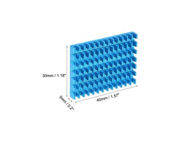 5x30x40mm Blue Aluminum Heatsink Thermal Adhesive Pad Cooler for Cooling 3D Printers 6Pcs