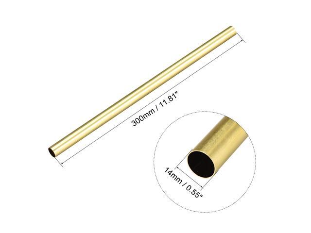 Brass Round Tube 300mm Length 14mm OD 0.5mm Wall Thickness Seamless Straight Pipe Tubing 2 Pcs