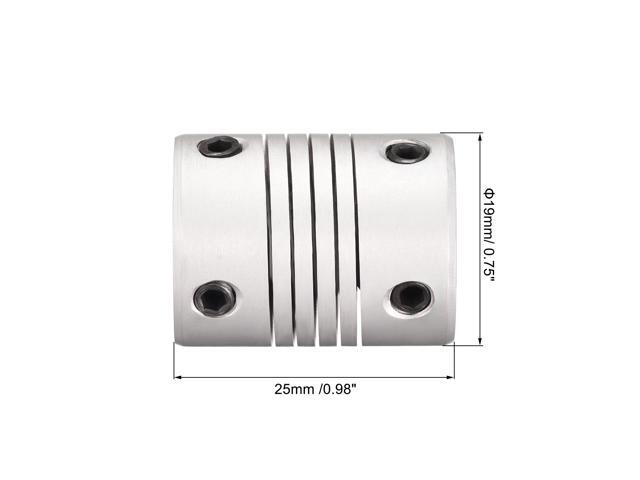 10mm to 10mm Aluminum Alloy Shaft Coupling Flexible Coupler Motor Connector Joint L25xD19 Silver,5pcs