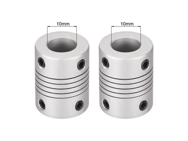 10mm to 10mm Aluminum Alloy Shaft Coupling Flexible Coupler Motor Connector Joint L25xD19 Silver,5pcs