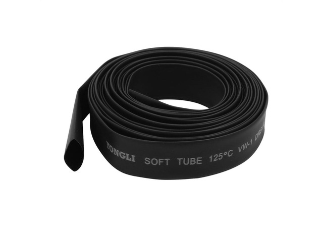 14mm Dia 2:1 Heat Shrink Tubing Tube Sleeving Wire Cable Black 5M Length
