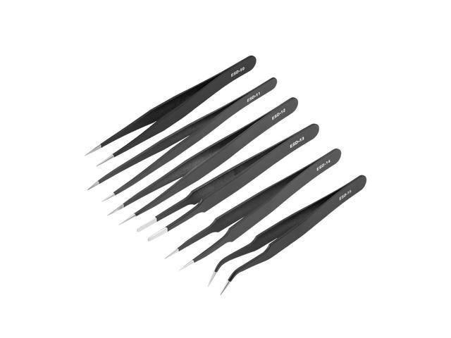 Photos - Other Power Tools Unique Bargains ESD Precision Anti-Static Tweezers Set, Stainless Steel Round Curved Point 
