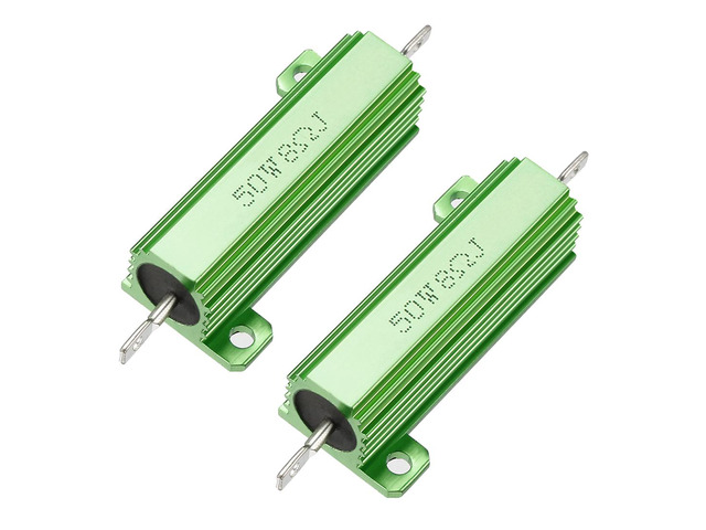Unique Bargains 50W 8 Ohm 5% Aluminum Housing Resistor Screw Tap Chassis Mounted Aluminum Case Wirewound Resistor Load Resistors Green 2 pcs