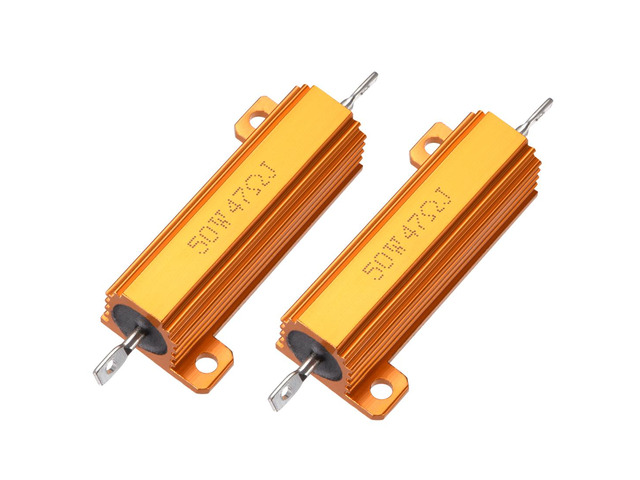 Unique Bargains 50W 47 Ohm Aluminium Housing Chassis Mount Wirewound Power Resistor Glod 2pcs