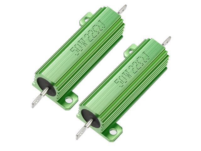 Unique Bargains 50W 22 Ohm Aluminium Housing Chassis Mount Wirewound Power Resistor Green 2pcs