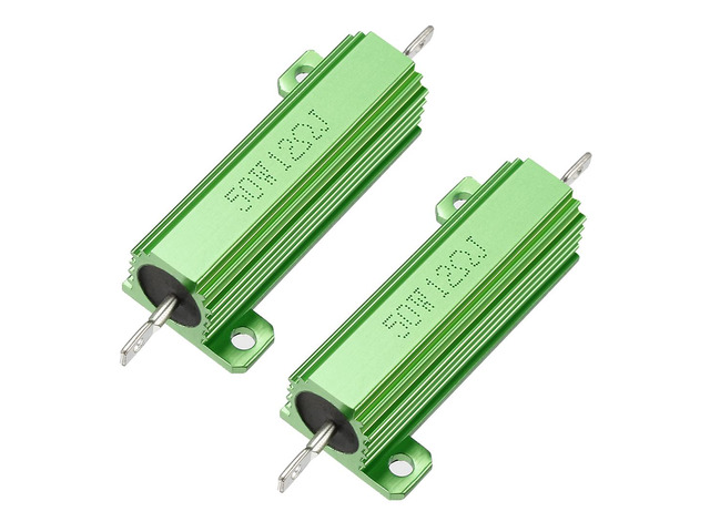 Unique Bargains 50W 12 Ohm 5% Aluminum Housing Resistor Screw Tap Chassis Mounted Aluminum Case Wirewound Resistor Load Resistors Green 2 pcs