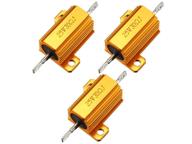 Unique Bargains 25W 30 Ohm 5% Aluminum Housing Resistor Screw Tap Chassis Mounted Aluminum Case Wirewound Resistor Load Resistors Gold Tone 3 pcs