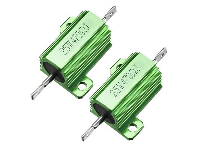 Unique Bargains 25W 470 Ohm Aluminium Housing Chassis Mount Wirewound Power Resistors Green 2pcs