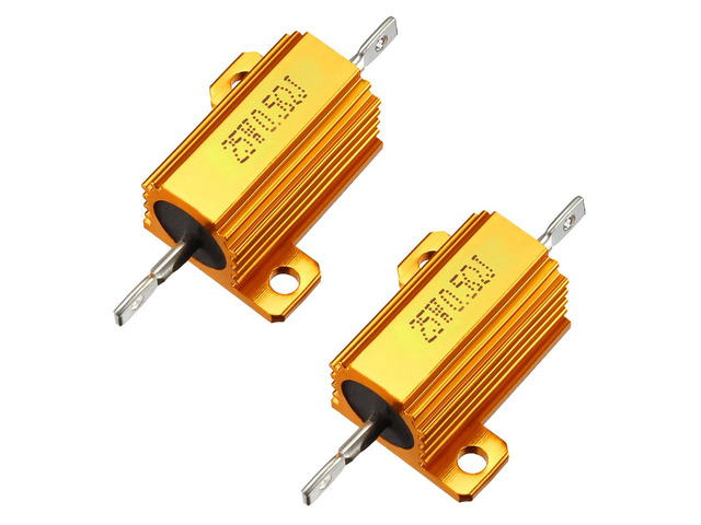 Unique Bargains 25W 0.5 Ohm Aluminium Housing Chassis Mount Wirewound Power Resistors Gold 2pcs