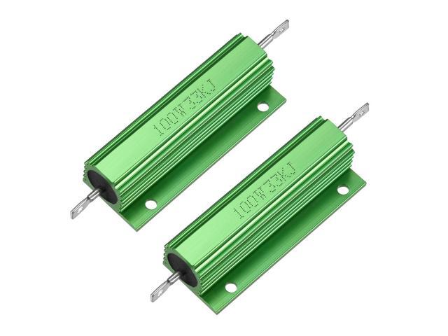 Unique Bargains 2 Pcs Aluminum Case Resistor 100W 33KOhm Wirewound for LED Replacement Converter