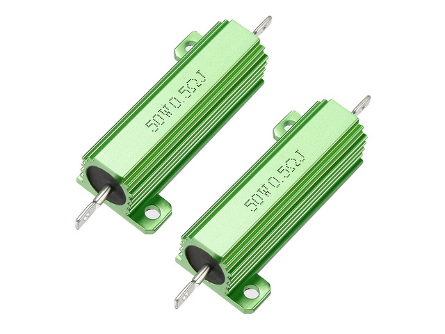 Unique Bargains 50W 0.5 Ohm 5% Aluminum Housing Resistor Screw Tap Chassis Mounted Aluminum Case Wirewound Resistor Load Resistors Green 2 pcs