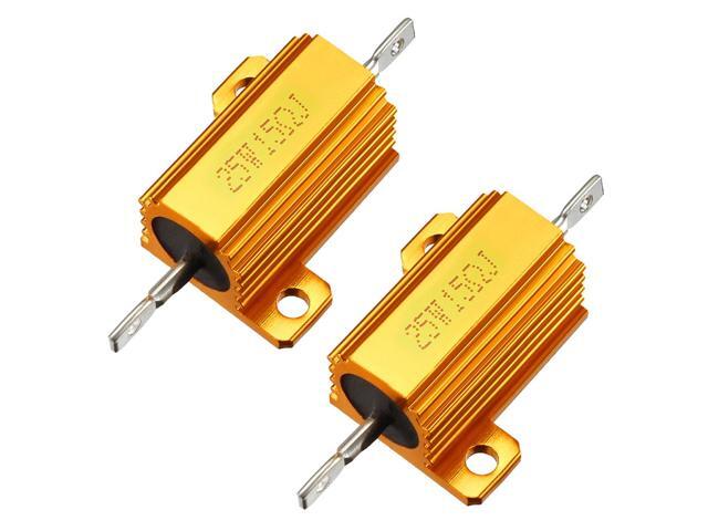 Unique Bargains 25W 15 Ohm Aluminium Housing Chassis Mount Wirewound Power Resistors Gold 2pcs