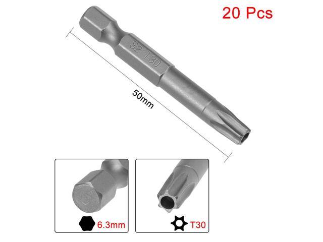 5Pcs 1/4' Hex Shank 50mm Length Magnetic Torx Security Head T27 Screwdriver Bits S2 Alloy Steel