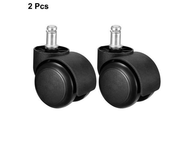 Office Chair Casters Wheels 2 Inch PU Wheel 11mm Stem Swivel Caster Black, 2 Pcs
