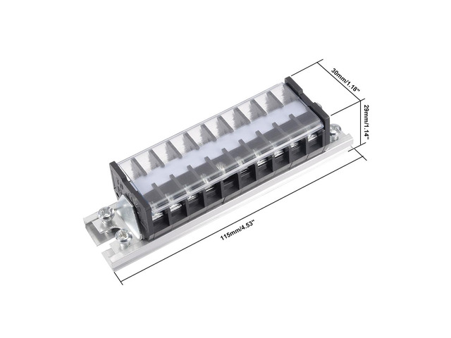 Barrier Terminal Strip Block 660V 15A Dual Rows 10 Position DIN Rail Base Screw