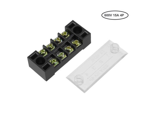 3 Pcs 4 Positions Dual Rows 600V 15A Wire Barrier Block Terminal Strip TB-1504L