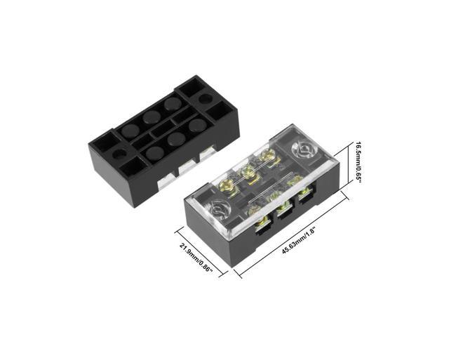 5 Pcs Dual Rows 3 Positions 600V 15A Cable Barrier Block Terminal Strip TB-1503L