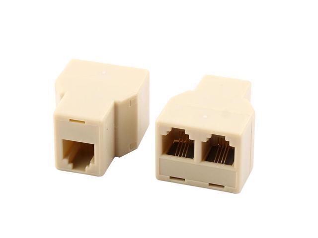 Plastic RJ11 6P4C 1 To 2 Female Telephone Cord Line Connector Splitter 2 Pcs