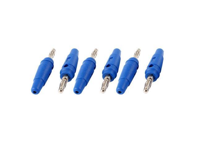 Unique Bargains 6pcs Audio Speaker Wire Cord Banana Plug Screw Type Connector Jack Blue 3mm