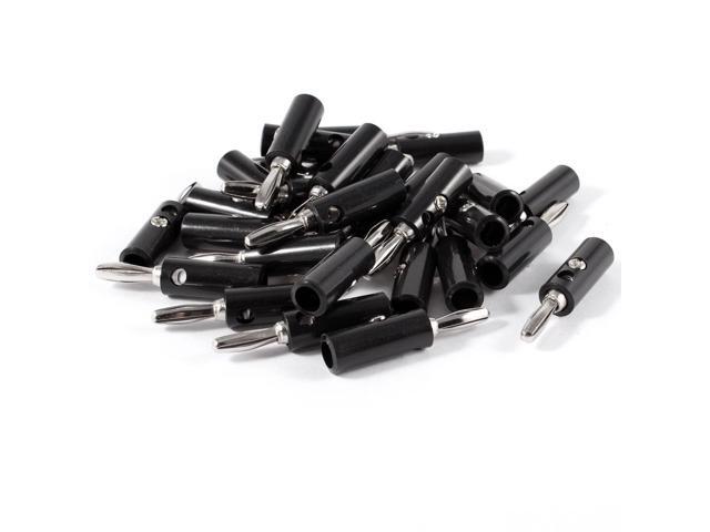 Unique Bargains 30pcs Audio Speaker Wire Cord Banana Plug Screw Connector Adapter Black 3.5mm