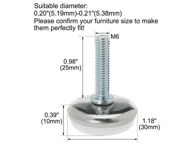 M6 x 25 x 30mm Leveling Feet Adjustable Leveler for Desk Chair Machine Leg 2pcs
