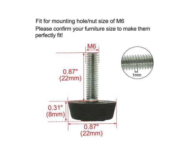 M6 x 22 x 22mm Furniture Glide Leveling Feet Floor Protector for Table Leg 8pcs