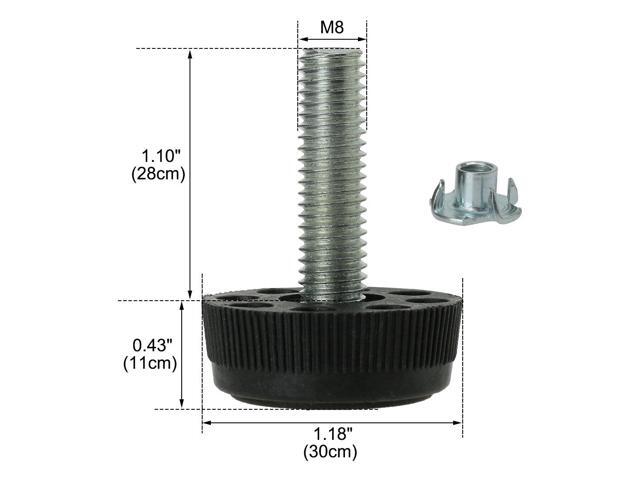 M8 x 28 x 30mm Leveling Feet Adjuster Pad with T-nuts for House Table Leg 4pcs
