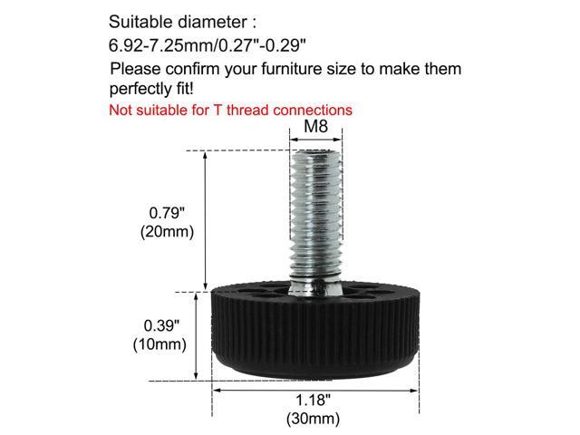 M8 x 20 x 30mm Furniture Glide Leveling Feet Base Protector for Desk Leg 4pcs