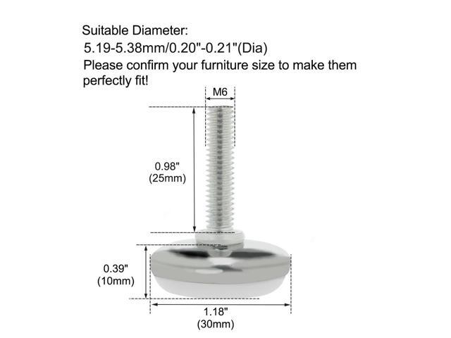 M6 x 25 x 30mm Furniture Leveling Feet Adjustable Leveler for Cabinet Leg 24pcs
