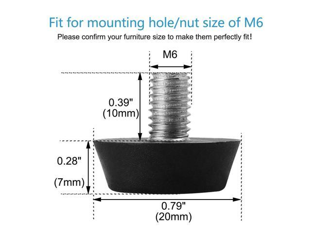M6 x 10 x 20mm Leveling Feet Adjustable Leveler Protector for Sofa Leg 2pcs