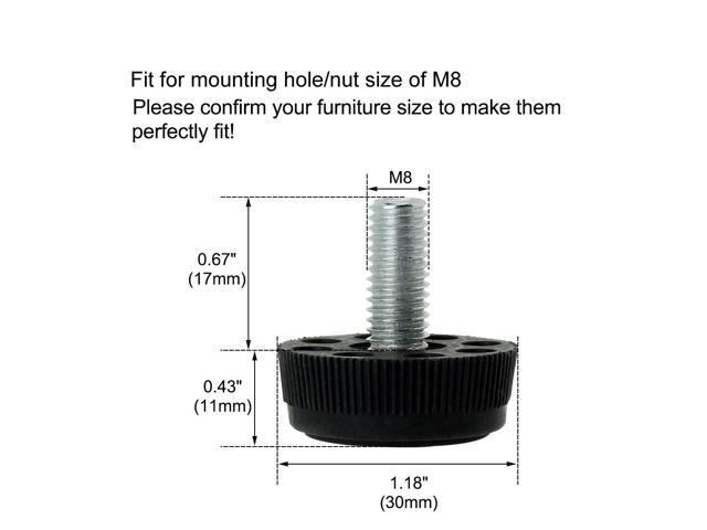 M8 x 17 x 30mm Furniture Leveling Feet Threaded Adjuster for Table Leg 24pcs