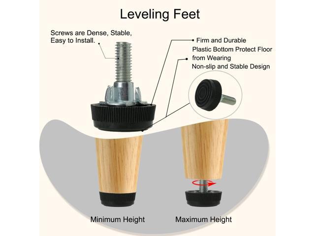 M8 x 28 x 30mm Leveling Feet Adjuster Pad with T-nuts for House Table Leg 4pcs