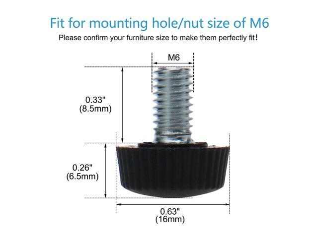 M6 x 10 x 16mm Leveling Feet Adjustable Leveler for Hotel Table Sofa Leg 16pcs