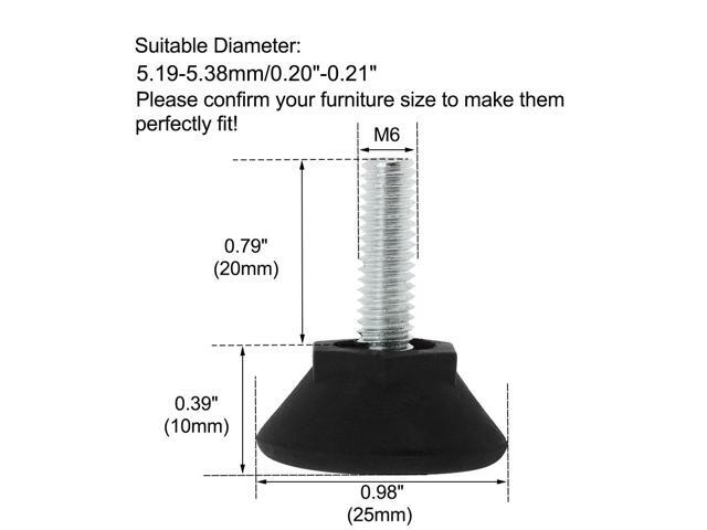 M6 x 20 x 25mm Adjustable Leveling Feet Floor Protector for Table Leg 2pcs