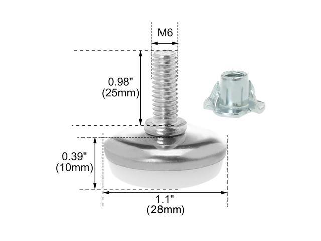M6 x 25 x 30mm Plastic Base Adjustable Leveling Feet for Furniture Table 4pcs