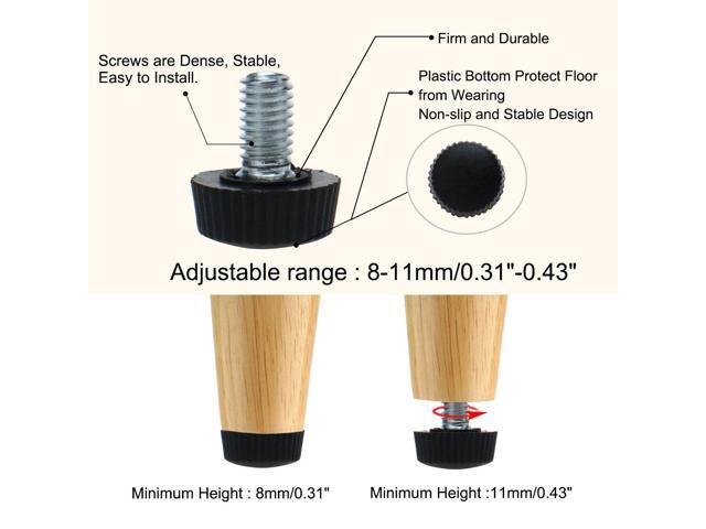 M6 x 10 x 16mm Leveling Feet Adjustable Leveler for Hotel Table Sofa Leg 16pcs