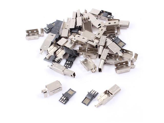 15 Pieces Mini USB 5-Pin Male Connector Solder Connector Jack w Metal Cover