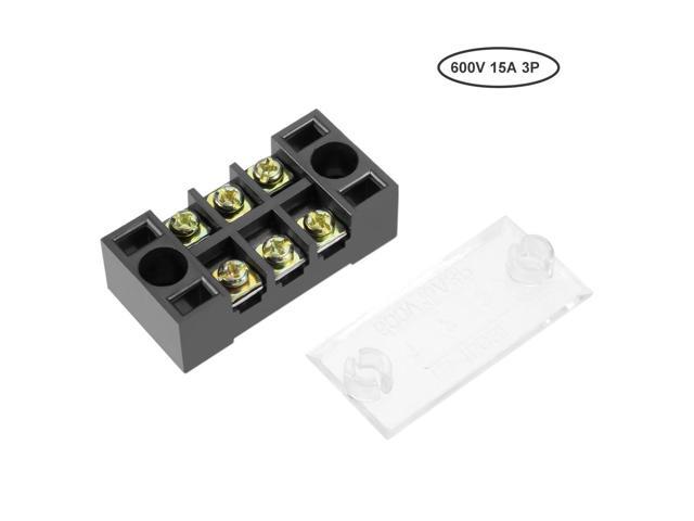 5 Pcs Dual Rows 3 Positions 600V 15A Cable Barrier Block Terminal Strip TB-1503L