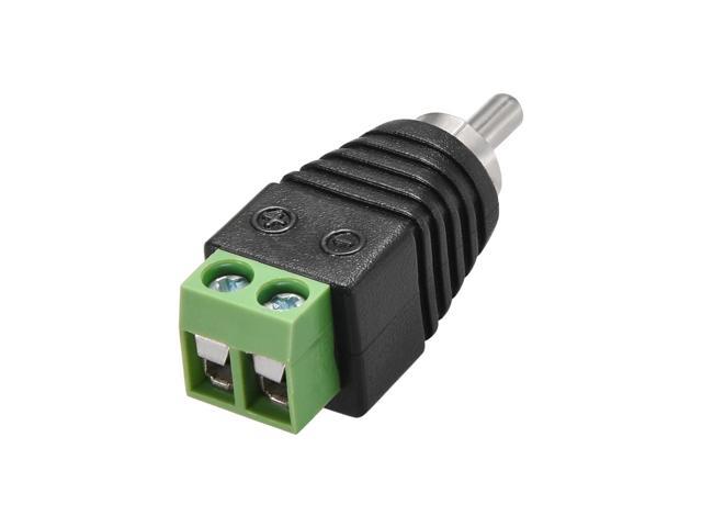 RCA Male to AV Screw Terminal Audio Video Connector Adapter Green for CCTV Security Camera Cable Wire Ends