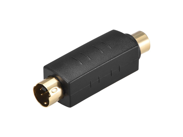 RCA Female to S-Video 4 Terminal Male Connector Stereo Audio Video Cable Adapter Coupler Black