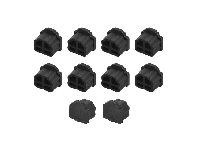 Silicone Telephone Modular Port RJ11 Anti-Dust Stopper Cap Cover Black 10pcs