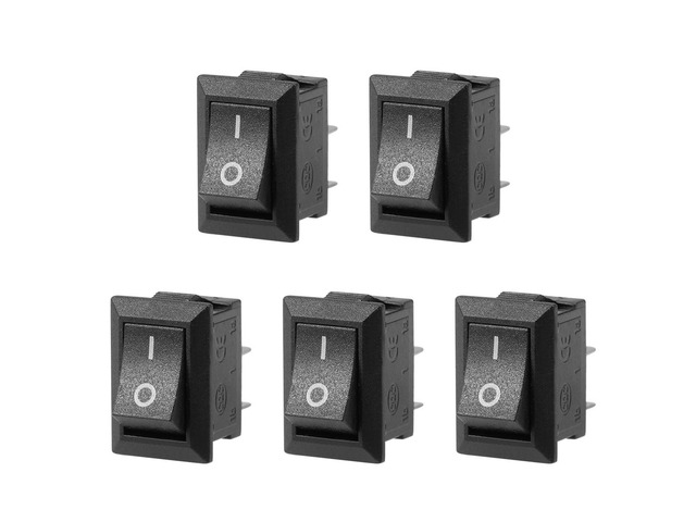 5PCS KCD11 AC 125V/6A 250V/3A SPST 2 Terminal 2 Position On/Off Boat Rocker Switch Black