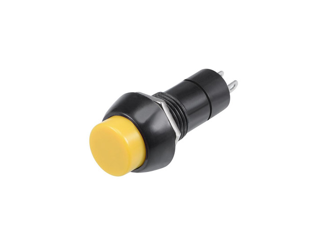 2Pcs,12mm Yellow Momentary Push Button Switch Round Flat Button SPST NO