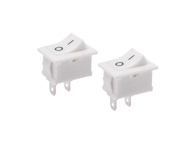2 Pcs SPST 2 Position On/Off 2Pin Boat Rocker Switch Toggle AC 250V/6A 125V/10A,for Car,Auto,Boat,Household Appliances,Snap,White