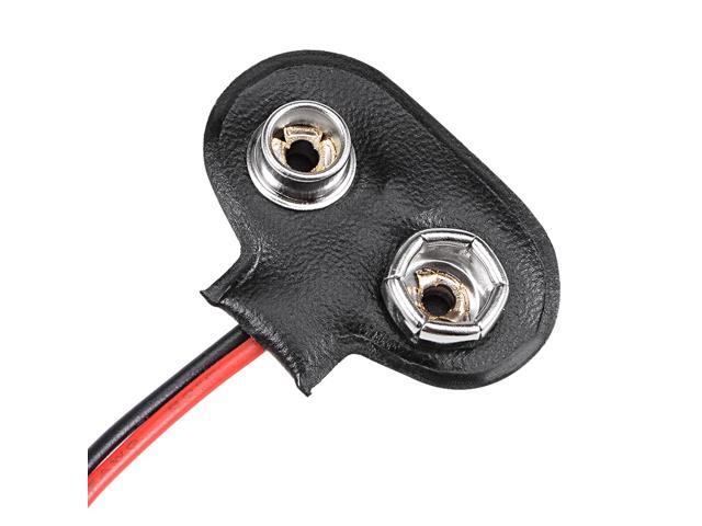 2pcs DC 9V Battery Clip T-Type Soft Buckle w DC Connector Wire 15cm Long