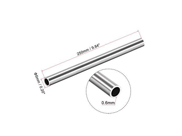304 Stainless Steel Round Tubing 5mm OD 0.6mm Wall Thickness 250mm Length Seamless Straight Pipe Tube 4 Pcs